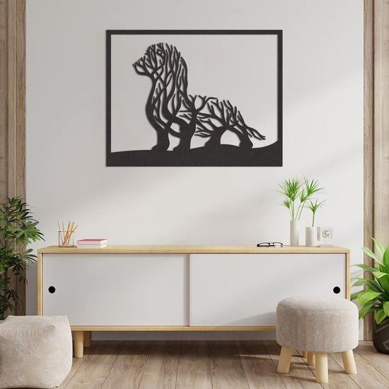 Wanddecoratie Dachshund - Muurdecoratie Dachshund - Muurdecoratie Hout - Wanddecoratie Hout - Muurdecoratie Woonkamer - Wanddecoratie Woonkamer - Wanddecoratie Industrieel - Wanddecoratie Dieren - Home Decor - Wall Line Art - 76 x 59 cm