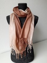 Sjaal - dames - bruin - 3 tinten bruin - 66 x 170 cm - sjaaltje - lichtbruin