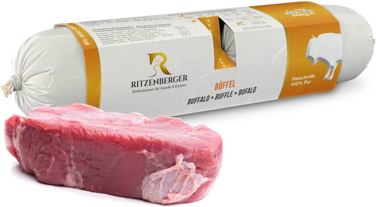 Ritzenberger puur Buffel gestoomde worst. Doos 24 x 400 gram. Totaal 9.6 kilo
