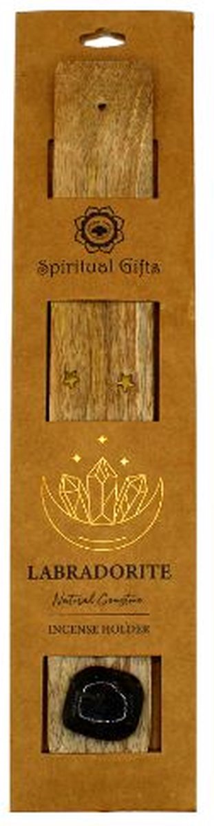 Wierookhouder - Wierook ski - Wierookplankje - Hout - Zwarte toermalijn edelsteen - Cadeau verpakking