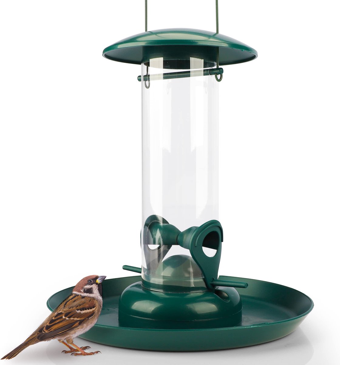 Mangeoire à Oiseaux Suspendue XL Wildlife Friend - Distributeur De Graines 2,5 Kg, Transparent, Résistante Aux Intempéries