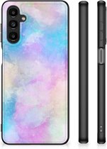Silicone Back Case Geschikt voor Samsung Galaxy A14 5G Telefoon Hoesje met Zwarte rand Watercolor Light