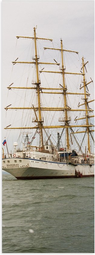 WallClassics - Poster (Mat) - Wit Groot Schip op Zee - 20x60 cm Foto op Posterpapier met een Matte look