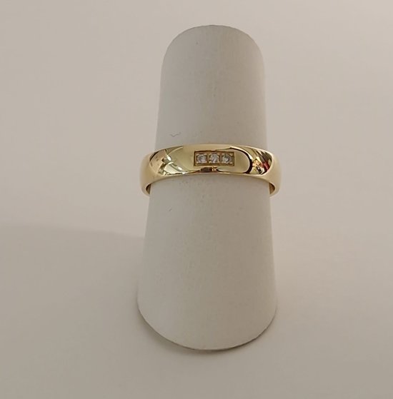 trouwring - dames - Aller Spanninga - 107 - geelgoud - 14 karaat - diamant - sale juwelier Verlinden St. Hubert van €703,= voor €457,=