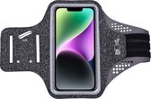 Geschikt voor iPhone 14 hardloop telefoonhouder – armband - sportband - van stof - Zwart