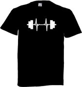 Grappig T-shirt - sport - hartslag gewichten - heartbeat - gewichtheffen - fitness - krachttraining - maat M