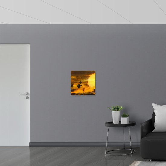 WallClassics - Dibond - Mer de Montgolfières à Oranje Supermoon - Photo 50x50 cm sur Aluminium (Décoration murale en métal)
