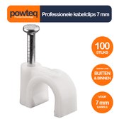 Powteq kabelclips - 7mm - 100 stuks - Voor Binnen & buiten - Wit - Kabelklem/kabelhouder