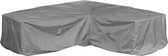 Beschermhoes voor loungeset L-vorm asymmetrisch | 215 x 270x 80 cm | lange zijde gezien van rechts in zittend perspectief | polyesterweefsel van het type Oxford 600D, kleur: grijs.