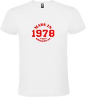 Wit T-Shirt met “Made in 1978 / 100% Original “ Afbeelding Rood Size XXXXL