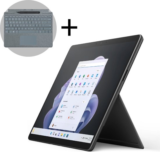 Microsoft Surface Pro 9 - Touchscreen - i5/8GB/256GB - 13 Inch - Graphite + Signature Type Cover + Pen - QWERTY - Platinum