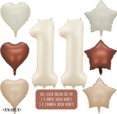 Ballon numéro 11 ans - Snoes - Ballons nus crème satiné - Ballon hélium - Ballons aluminium