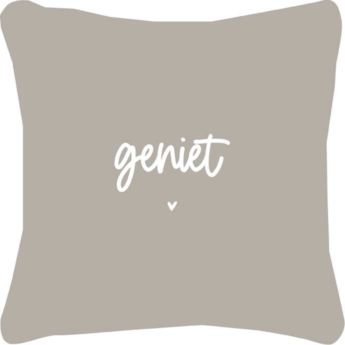 Zoedt buitenkussen - beige met tekst Geniet - 40x40cm - tuinkussen - sierkussen