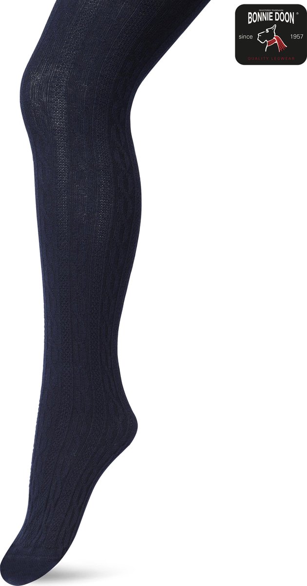 Bonnie Doon Bio Kabel Maillot Meisjes Donker Blauw maat 164/182 L - Ingebreid Kabel patroon - Biologisch Katoen - Uitstekend draagcomfort - Classic Cable Tights - OEKO-TEX - Gladde Naden - Klassiek - Dark Blue - BP213901.111