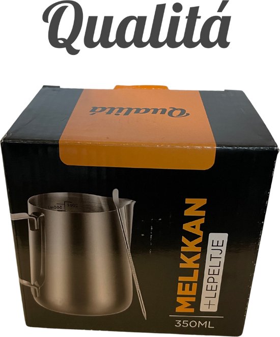 Qualitá Melkkan met Art Pen - Barista Melkkannetje - 350 ML - Melkopschuimkannen - Qualita