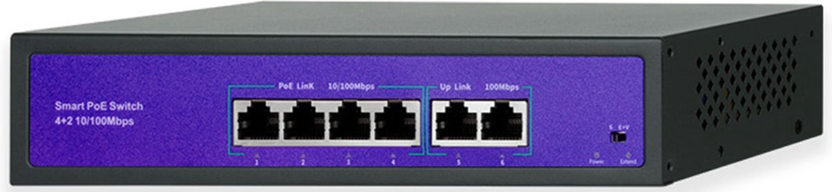 Hiseeu Netwerk Switch - 4 Poorten – Compatibel Met Meerdere Camera Resoluties – 250 Meter Bereik – 10/100Mbps