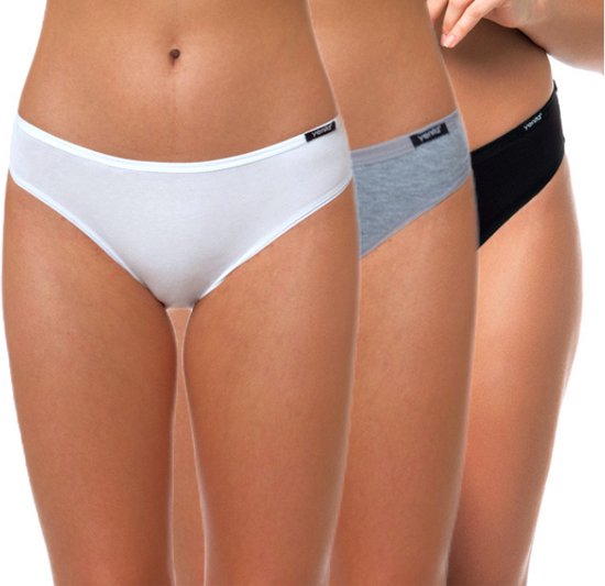 3 stuks Dames slips Low Waist Zwart/Wit/Grijs - Maat s