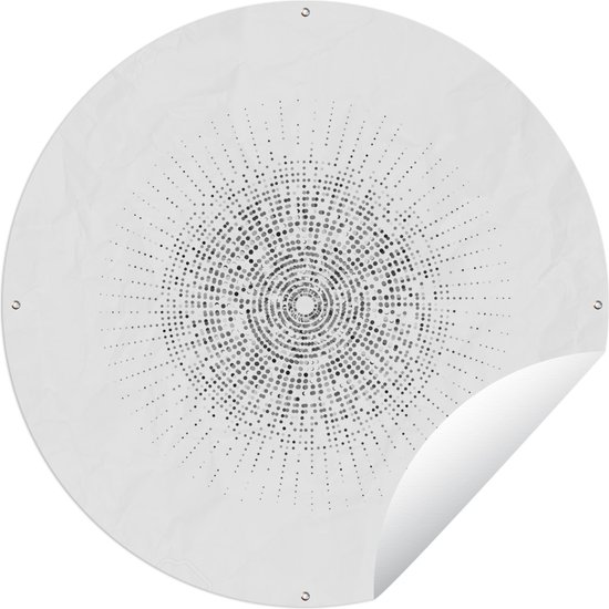 Tuincirkel Cirkel van geometrische vormen - zwart wit - 150x150 cm - Ronde Tuinposter - Buiten