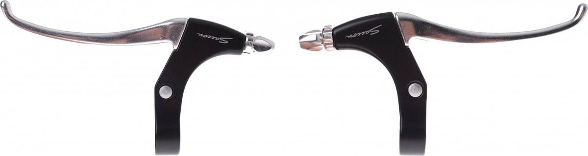 Saccon Aluminium remhendel set - geschikt voor rollerbrake - zwart/zilver - 4-vinger design