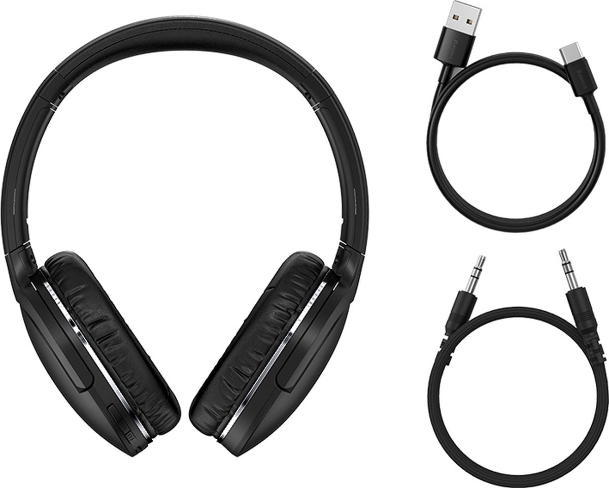 Baseus D02 Pro - Draadloze over-ear koptelefoon met Noise Cancelling - Zwart - Active Noise Cancellation - Bluetooth - Microfoon - Wireless Headphones