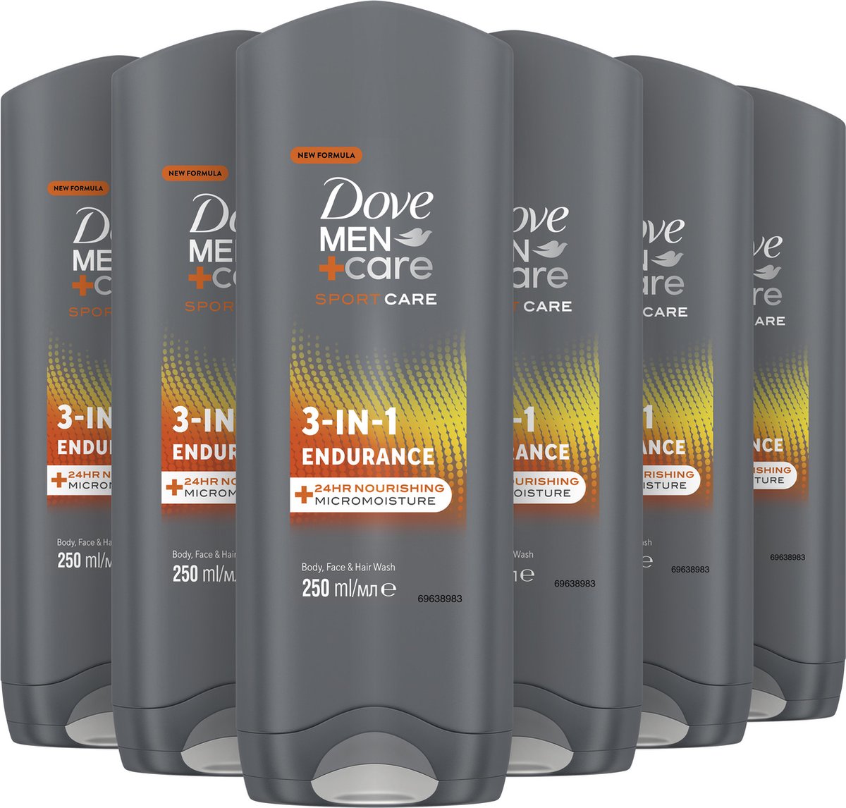 Dove Men+Care Showergel Sport Endurance+Comfort Showergel- 6 x 250 ml - Voordeelverpakking