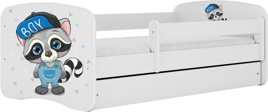 Kocot Kids - Bed babydreams wit wasbeer met lade zonder matras 160/80 - Kinderbed - Wit