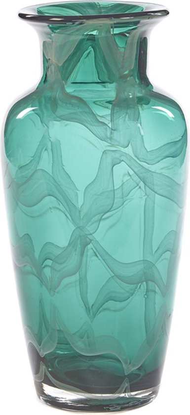 Goodwill - Glazen vaas met patroon - groen - 30 cm