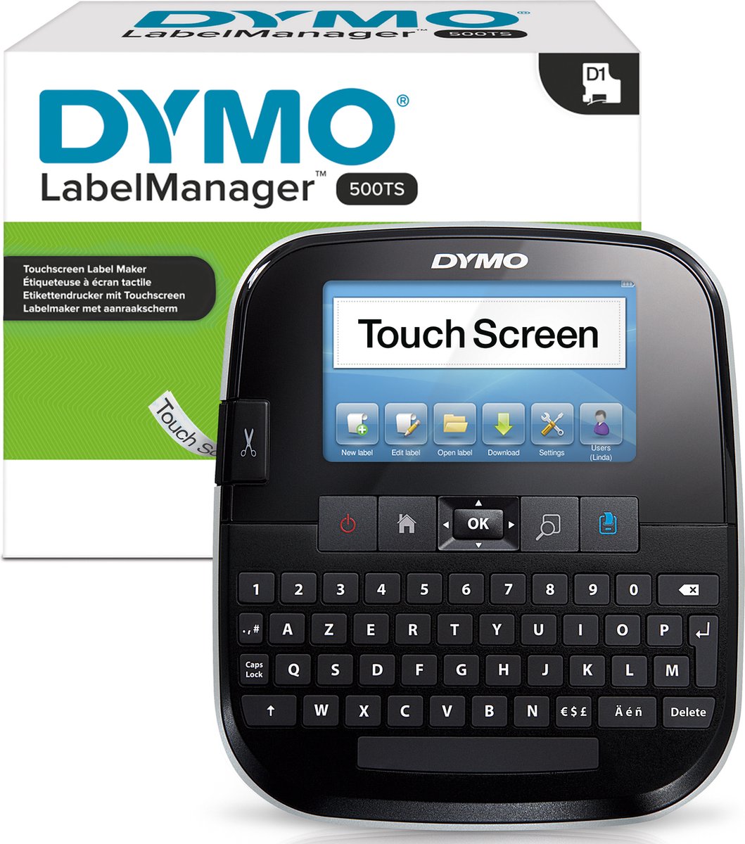 DYMO Label Manager 500TS Handheld labelmaker met aanraakscherm en AZERTY-toetsenbord, volledig in kleur, met pc- en Mac-aansluiting