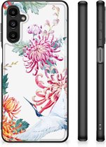 Smartphonehoesje Customize Geschikt voor Samsung Galaxy A14 5G GSM Hoesje met Zwarte rand Bird Flowers