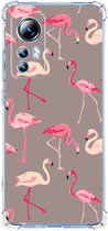 Hoesje met naam Xiaomi 12 Lite Telefoonhoesje met doorzichtige rand Flamingo