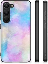 Silicone Back Case Geschikt voor Samsung Galaxy S23 Telefoon Hoesje met Zwarte rand Watercolor Light