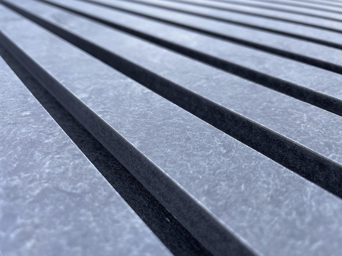 WallingtonNL - Akoestisch Houten HPL Wandpaneel - Dark Grey Marble - 240 x 60 cm