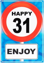 Happy age kaart 31 jaar (wenskaart met button)