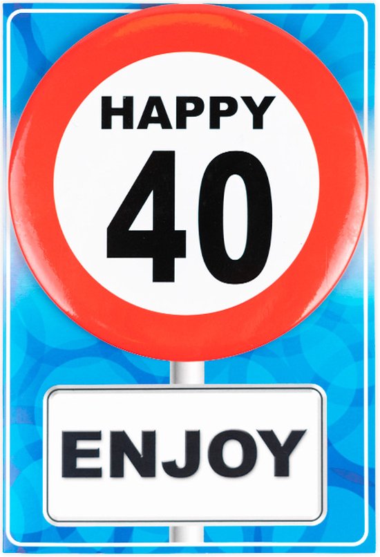 Happy age kaart 40 jaar (wenskaart met button)
