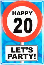 Happy age kaart 20 jaar  (wenskaart met button)