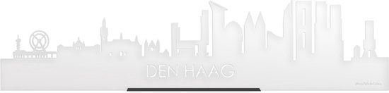 Standing Skyline Den Haag Wit Glanzend - 40 cm - Woon decoratie om neer te zetten en om op te hangen - Meer steden beschikbaar - Cadeau voor hem - Cadeau voor haar - Jubileum - Verjaardag - Housewarming - Aandenken aan stad - WoodWideCities