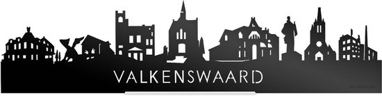 Standing Skyline Valkenswaard Zwart Glanzend - 40 cm - Woon decoratie om neer te zetten en om op te hangen - Meer steden beschikbaar - Cadeau voor hem - Cadeau voor haar - Jubileum - Verjaardag - Housewarming - Aandenken aan stad - WoodWideCities