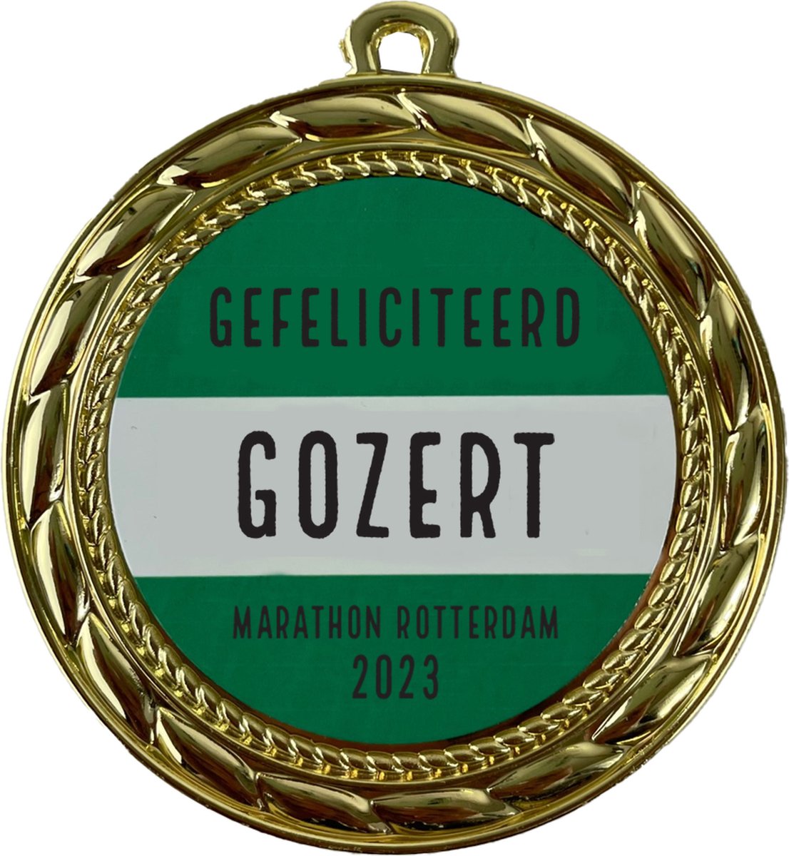 Medaille goud gefeliciteerd Gozert, Marathon Rotterdam 2023