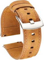 Bracelet de montre connectée - Convient pour Samsung Galaxy Watch 3 45 mm, Gear S3, Huawei Watch GT 2 46 mm, Garmin Vivoactive 4, bracelet de montre 22 mm - Cuir - Fungus - Marron, boucle argentée