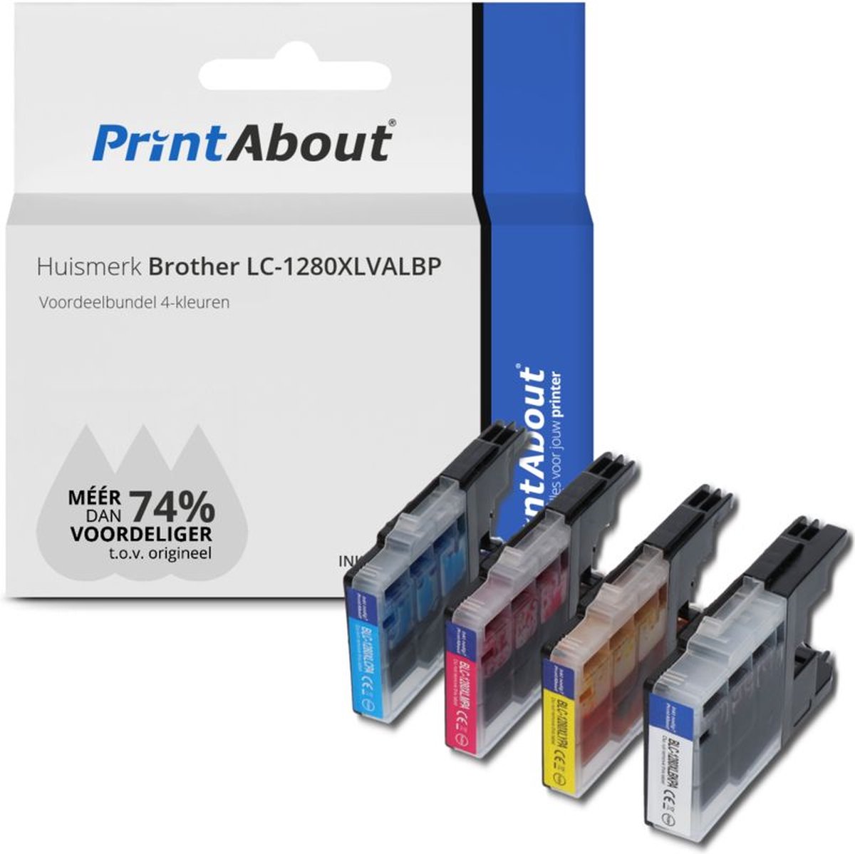 PrintAbout - Inktcartridge / Alternatief voor de Brother LC-1280XLBK / 4 Kleuren