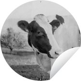 Tuincirkel Portret van een koe - 60x60 cm - Ronde Tuinposter - Buiten