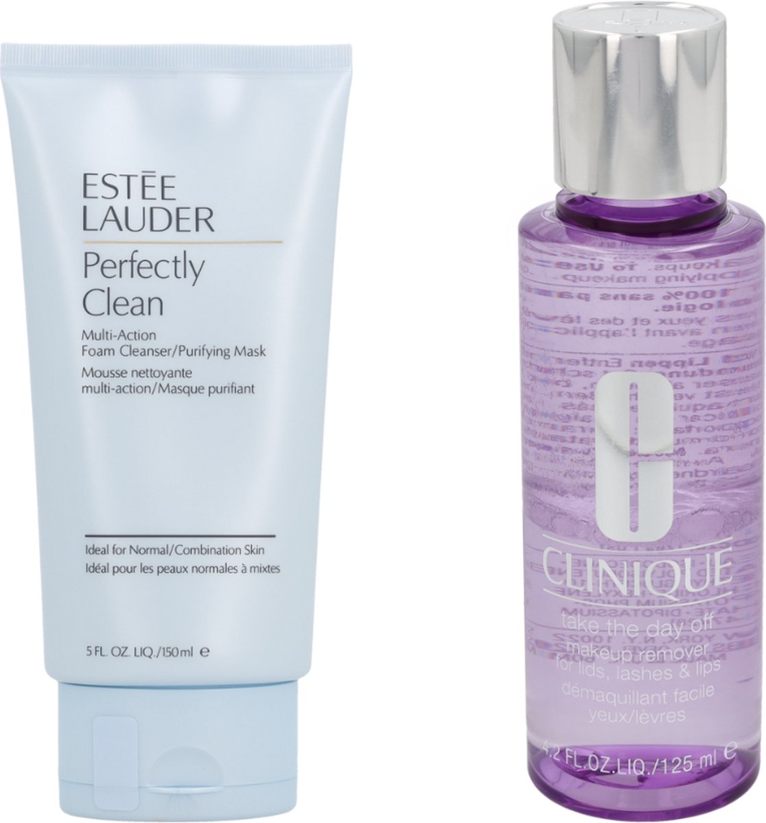 Bundel: Clinique Take The Day Off Makeup Remover 125ml + E.Lauder Perfectly Clean Foam Cleanser/Purif Mask 150ml