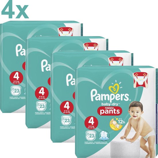 Pampers - Pantalon Bébé Dry - 9-15kg - Taille 4 - 92 Pièces - Pantalon à  Couches