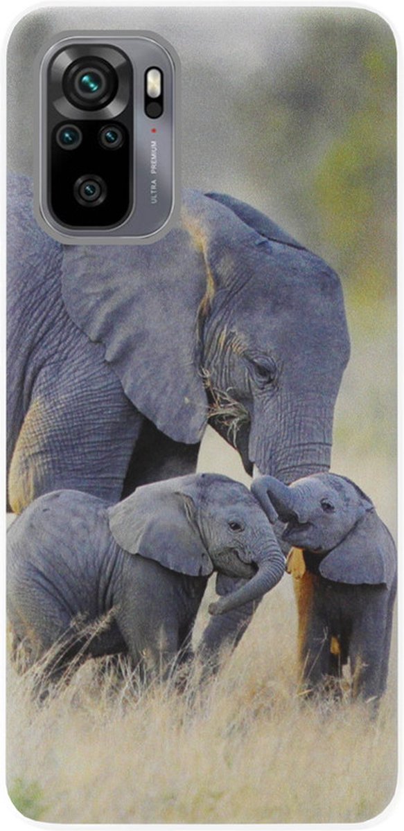 ADEL Siliconen Back Cover Softcase Hoesje Geschikt voor Xiaomi Redmi Note 10 (4G)/ 10s - Olifant Familie