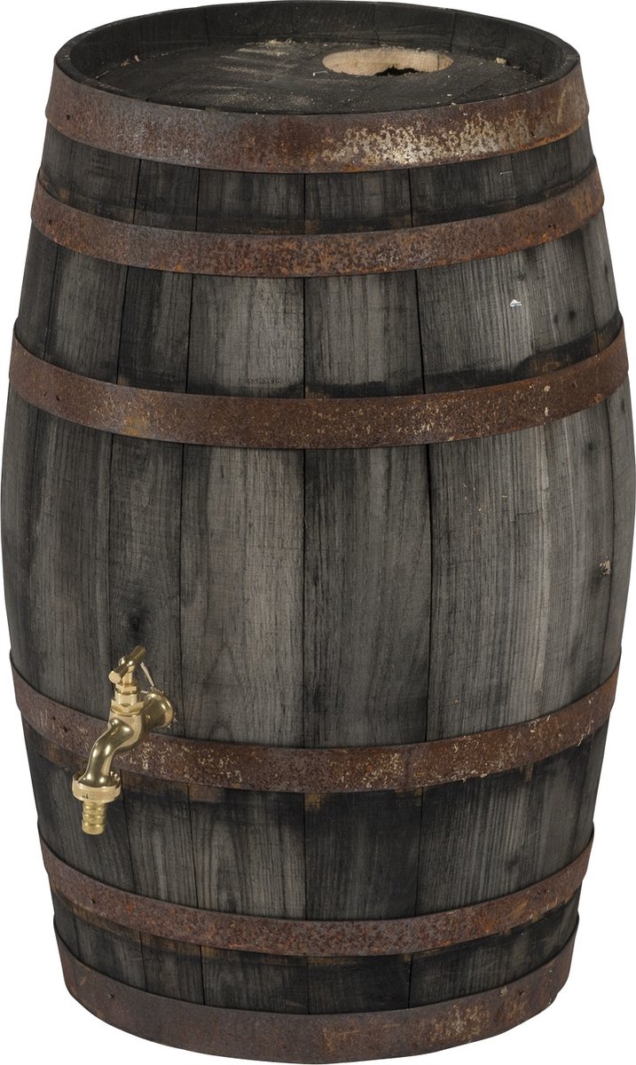 Regenton nieuw "oud gemaakt" 50 L. incl. kraan en vulgat in de deksel / Houten Regenton / Old Look