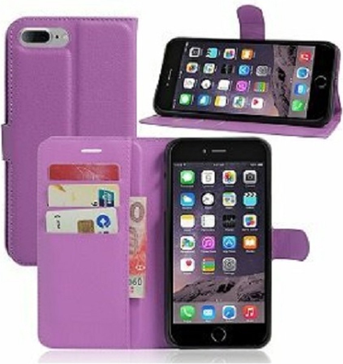 iPhone 7 Hoesje Wallet Case Paars