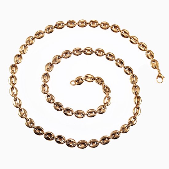 60cm x 7mm Collier Grain de Café Unisexe - Acier Goud - Chaîne de maillons à Maillons