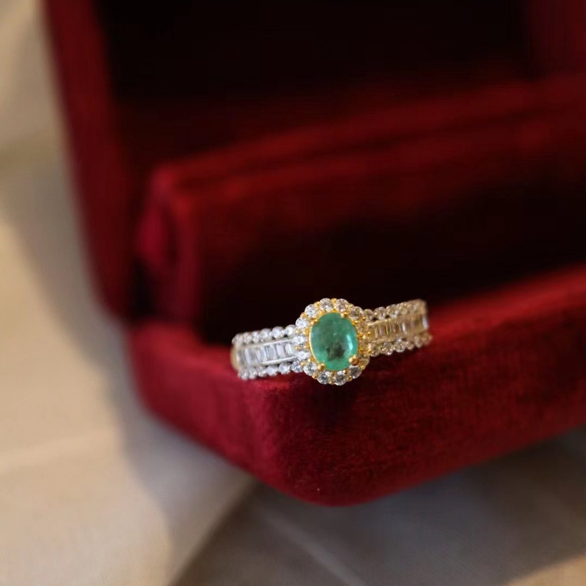 Goud vermeil Koninklijke stijl Smaragd ring - verstelbaar - Echte Smaragd edelstenen