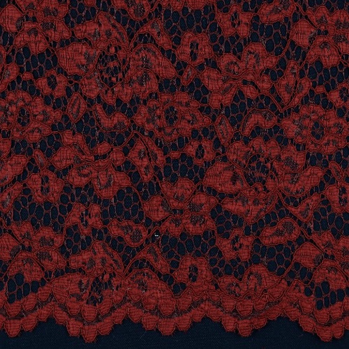 10 meter kant stof - Bordeaux rood - 145cm breed