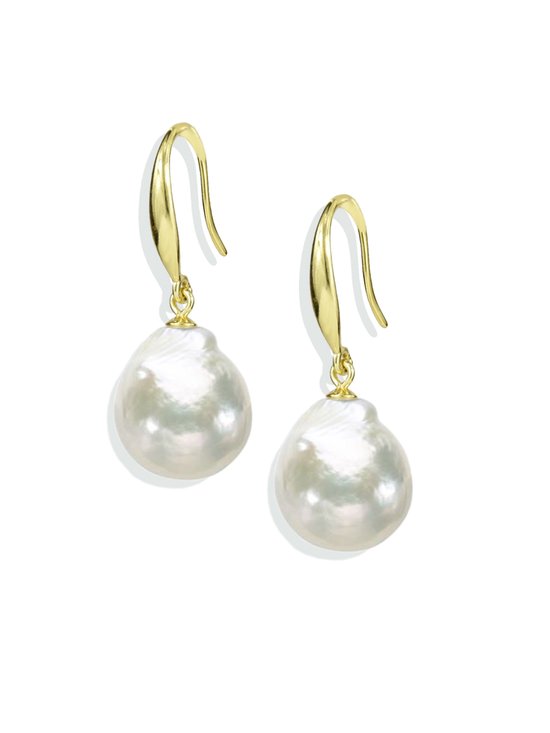 Proud Pearls® Boucles d'oreilles en argent 2,5 cm avec de grosses perles comme pendentifs